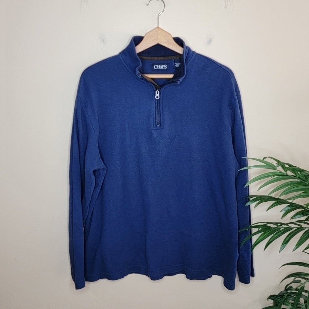 Chaps | Navy Blue Quarter Zip Pullover Size XXL